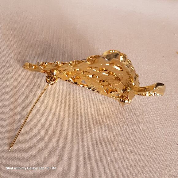 Christmas Tree Brooch Multicolor Rhinestones And Frosted Trim - Picture 4 of 7